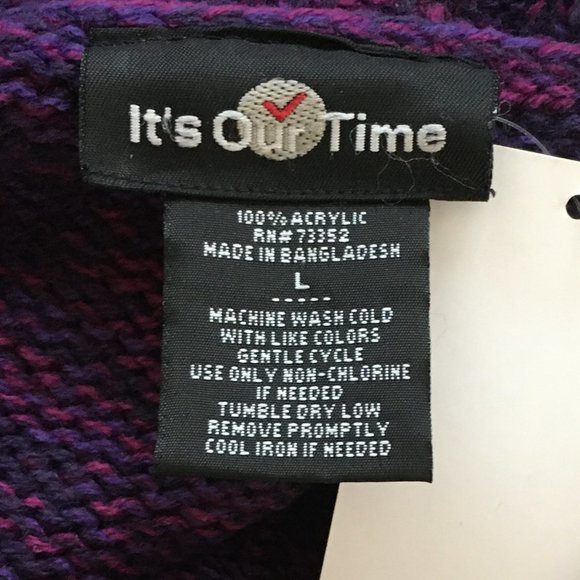 NWT ITS OUR TIME PURPLE FLECK KNIT CABLE SWEATER L - Picture 5 of 6